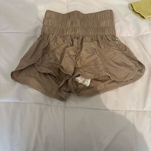 Beige and White Shorts by FP Movement